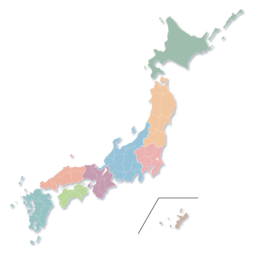 ご遺体搬送サービスの対応エリアを示す日本地図で、地域別に色分けされた都道府県の中から「宇都宮市 葬儀」対応を検索できる市民葬祭アステルの案内マップ表示